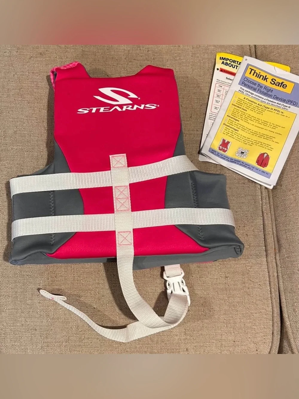 Stearns Kids Pink & Gray Life Jacket - Child Personal Flotation Device